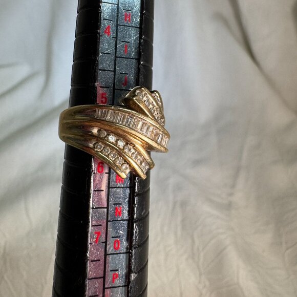 10k Yellow Gold 42 Diamond Cluster Wrap Baguettes & Round Sz 5.5 Ring 1.24tcw - Picture 13 of 13